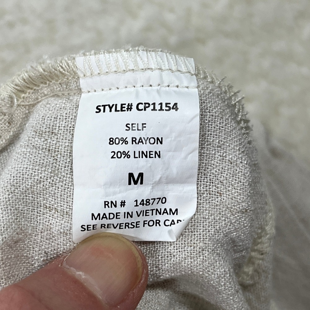 Sienna Sky Pants Womens M Beige CP1154 Linen Blend Wide Leg Side Button Boho - Picture 6 of 9